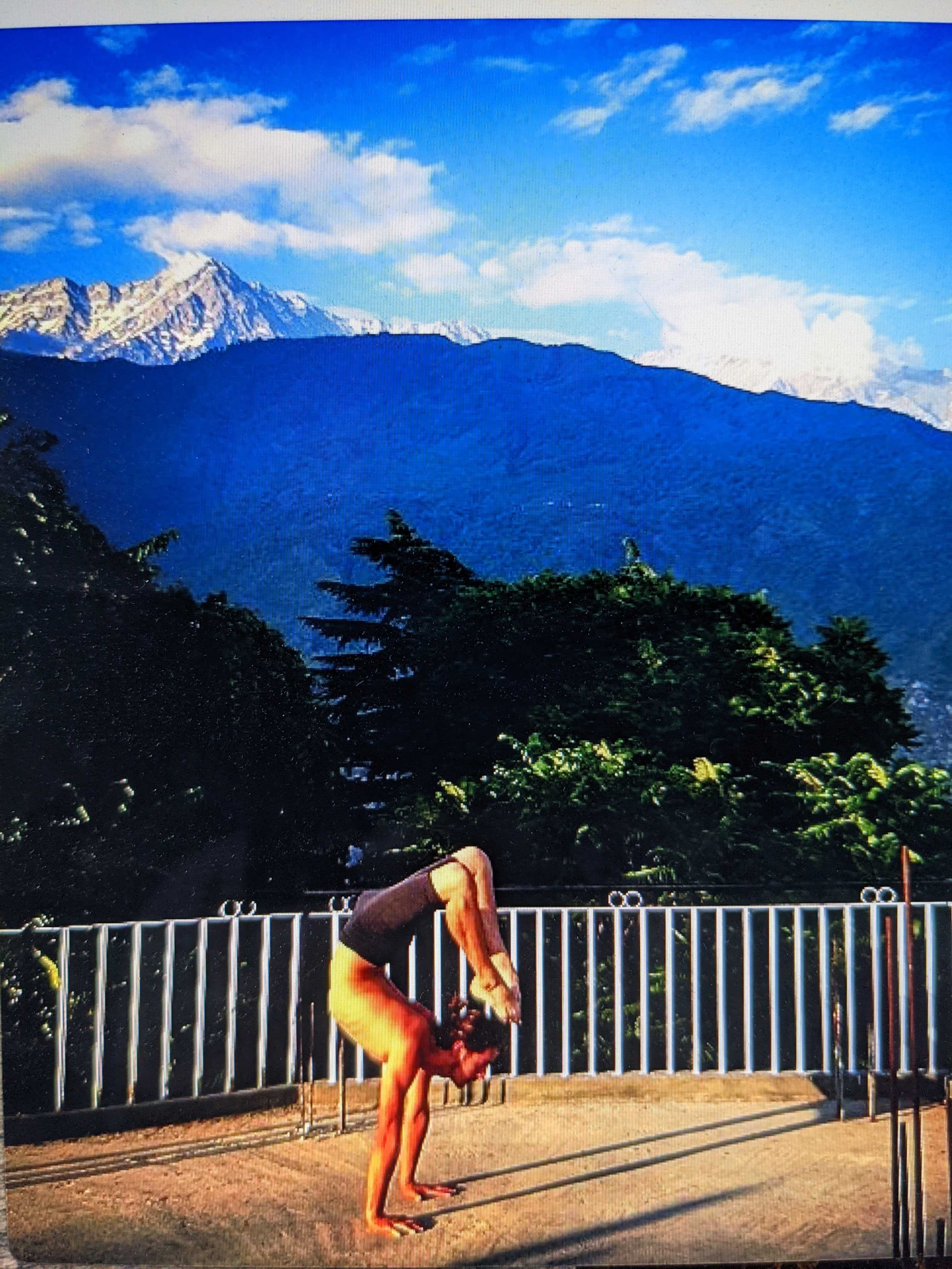 Practicing yoga in the Himalayas, India